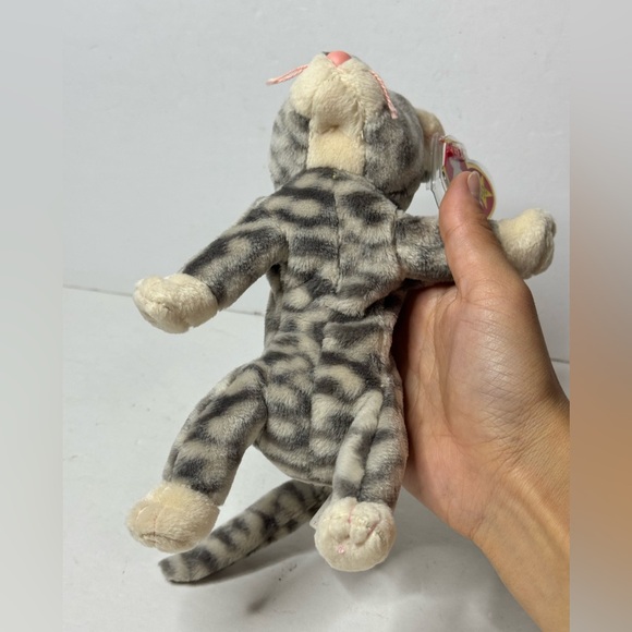 TY Beanie Baby Silver Tabby Cat Plush Vintage Rare - Picture 5 of 9